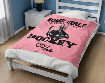 Personalized Hockey Girl Blanket: Custom Fleece Blanket Gift