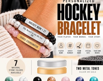 Personalized Hockey Bracelet: Engraved Player Name & Number Bracelet