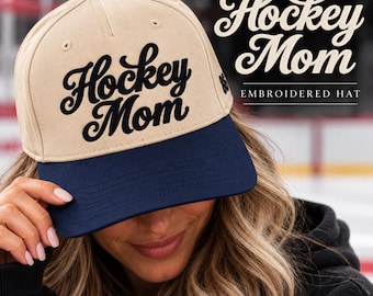 Personalized Hockey Mom Embroidered Hat: Custom Name & Number Cap