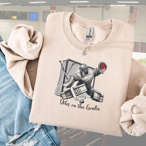 Personalized Hockey Goalie Sweatshirt: &quot;Dibs on the Goalie&quot; Fleece Crewneck