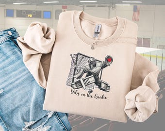 Personalized Hockey Goalie Sweatshirt: "Dibs on the Goalie" Fleece Crewneck