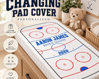 Personalized Hockey Changing Pad Cover - Hockey Nursery