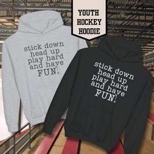 Dziecięca bluza z kapturem do hokeja, młodzieżowa bluza z kapturem z inspiracją do hokeja, prezent dla hokeisty, motywująca koszulka z hokejem, młodzieżowa odzież sportowa, bluza z kapturem z cytatem z hokeja
