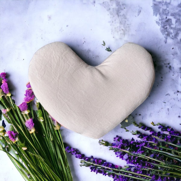 Yoga Bliss: Heart-Shaped Weighted Eye Pillow, Lavender Aromatherapy, Natural Linen Calming Antistress, Flax filling - Gift