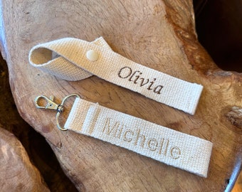 Personalized Name Tag - Embroidery Name Tag - Bag Tag - Bag Accessory - School Bag Tag - Backpack Tag - Custom Keychain - Wristlet