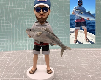 Custom fisherman bobbleheads,Personalised fishing expert bobblehead,fisherman gifts, fisherman exclusive souvenir/award,angler sculptures.