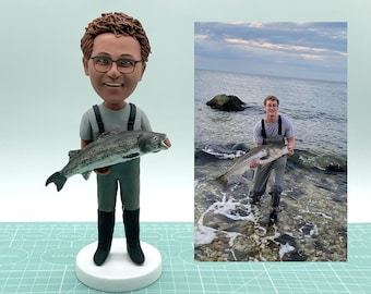 Personalized your own bobbleheads, custom fishing bobbleheads, exclusive gifts for fishermen, anniversary gifts for friends, birthday gifts.