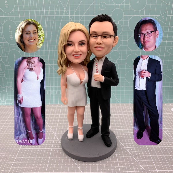 Custom couple bobbleheads,personalized custom wedding bobbleheadswedding cake hats,custom father's day mother's day gifts,couple bobbleheads