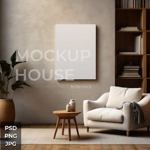 Leere Leinwand Innenmockup, PSD Mockup, Urban Loft Mockup, Druck Poster Mockup, Photoshop Mockup, Artwork Mockup Vorlage, Modernes Interieur