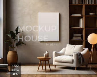 Blank Canvas Interior Mockup, PSD Mockup, Urban Loft Mockup, Print Poster Mockup, Photoshop Mockup, Artwork Mockup Template, Modern Interior