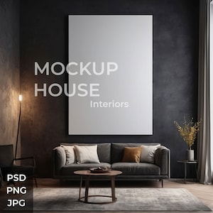 Große leere Leinwand Innen Mockup, PSD, nordischen Stil Mockup, Druck Poster Mockup, Photoshop Mockup, Kunstwerk Mockup Vorlage, dunklen Raum