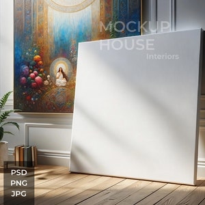 Mockup de tela em branco muito grande para interior, casa moderna, PSD, mockup de pôster impresso, mockup do Photoshop, modelo de mockup de arte, pintura