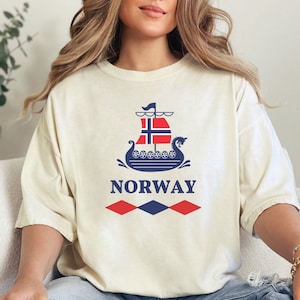 Comfort Colors Norway Shirt, Norway Long Boat Shirt, Norwegian Flag Shirt, Viking Shirt, Scandinavian Shirt, Norway Lover Shirt, Norway Gift