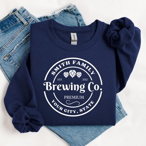 Personalized Brewery Sweatshirt, Custom Beer Lover Crewneck, Home Brewer Gift, Craft Beer Pullover, Custom Name Shirt, Craft Beer Apparel
