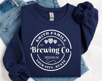 Personalized Brewery Sweatshirt, Custom Beer Lover Crewneck, Home Brewer Gift, Craft Beer Pullover, Custom Name Shirt, Craft Beer Apparel
