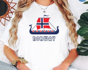 Norway Shirt, Norwegian Viking Ship Shirt, Norway Flag Shirt, Nordic Heritage Tee, Norwegian Gift, Scandinavian Shirt