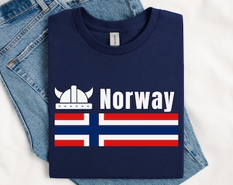 Norway Flag Viking Shirt, Norwegian T-Shirt, Viking Helmet Tee, Norway Pride Shirt, Scandinavian Gift, Norway Travel Shirt, Norway Apparel