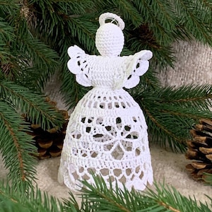 Handcrafted Christmas Angel, Crochet White Angel, Christmas Tree Hanging Decoration, Christmas Ornament, Angel Christmas Tree Decor