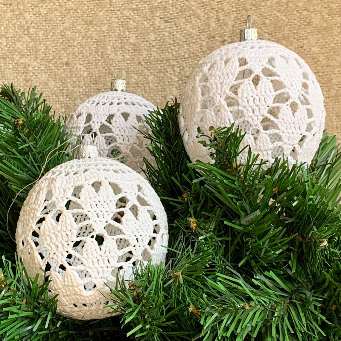 Lace Balls White Balls Christmas Tree Ornaments Christmas Etsy