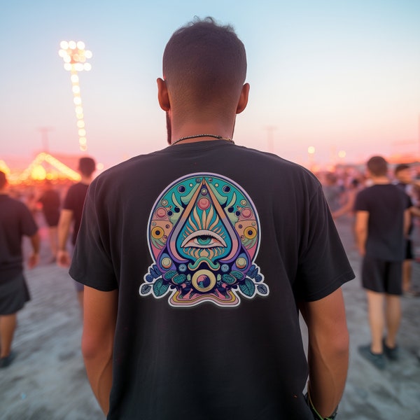 Psychedelic T-Shirt, Unisex Tee with Trippy Artwork on Back, Perfect for Festival Wear, Unique Goa Psy Gift