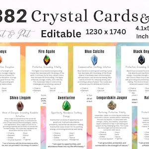 Crystal Meaning Cards Bundle | Editable Printable Crystal Information | 382 Unique Designs - Canva Download | Customizable Crystal Cards |