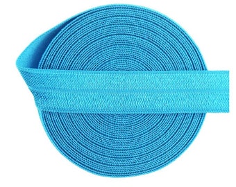 1,40 EUR/m - Neon Blau -2 Meter, Elastisches Einfassband, 16 mm, Falzgummi, Festival-Armband, Freundschaftsbänder, Haargummi (FB27)