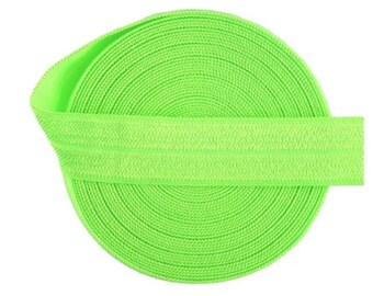 1,40 EUR/m - Neon Grün - 2 Meter, Elastisches Einfassband, 16 mm, Falzgummi, Festival-Armband, Freundschaftsbänder, Haargummis (FB38)