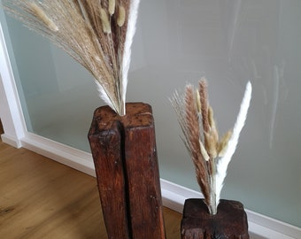 Wooden vases made from old oak beams