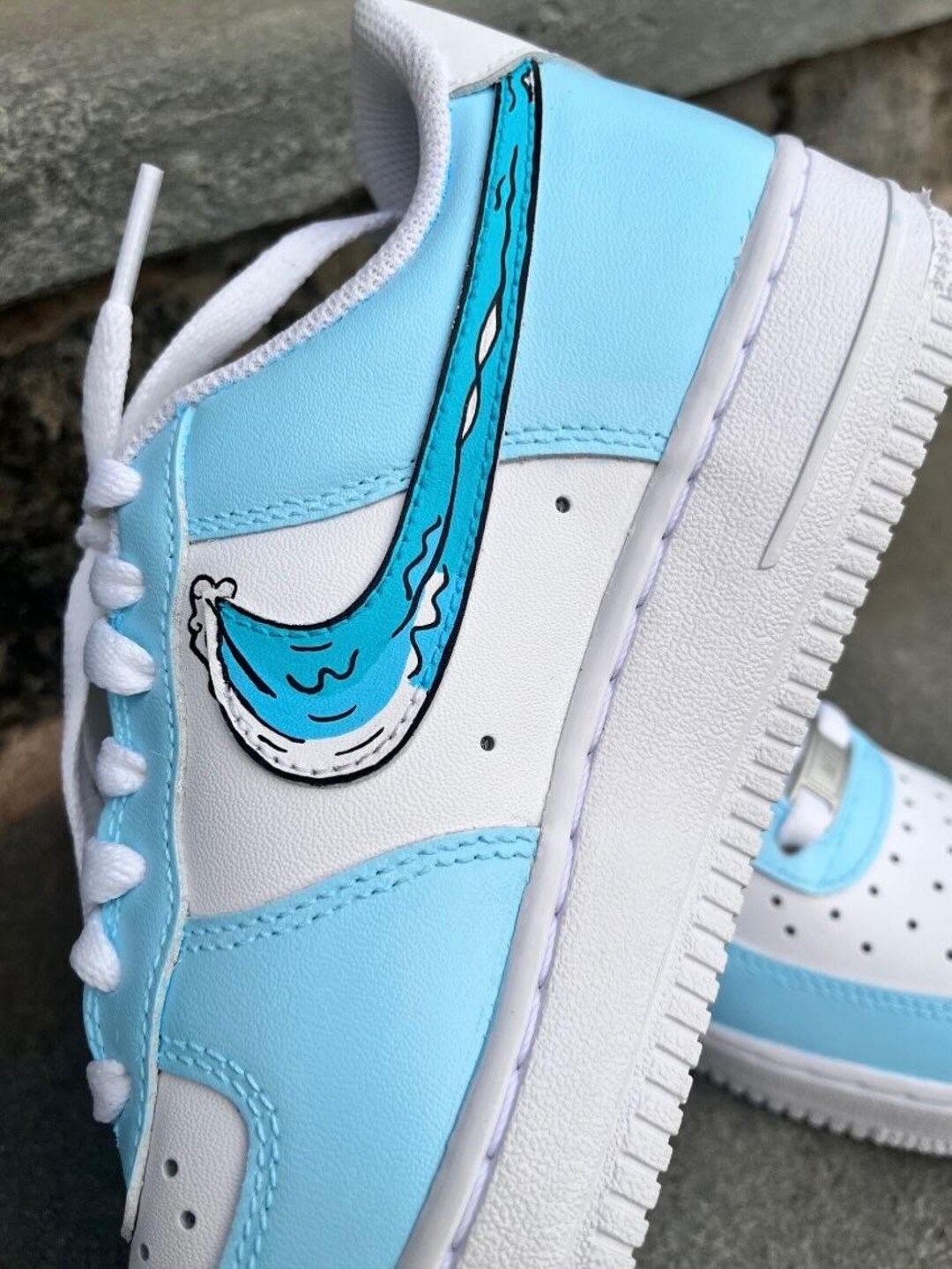 Custom Blue Wave Air Force 1s | Hand-painted Nike AF1 | Ocean-inspired ...