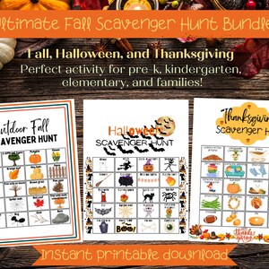 Scavenger Hunt for Kids, Activity Bundle, Printables for Kids, Fall Scavenger Hunt, Halloween Scavenger Hunt, Thanksgiving Scavenger Hunt