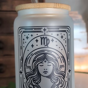 Zodiac Constellation - Virgo - August /September Birthday Gift - Star Lover Gift - Custom Frosted Glass Tumbler Cup