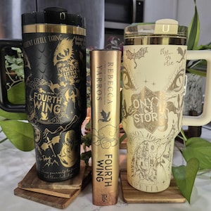 Fourth Wing - Iron Flame - Onyx Storm - 40 oz GOLD Plated Stainless Steel Custom  Engraved Tumbler