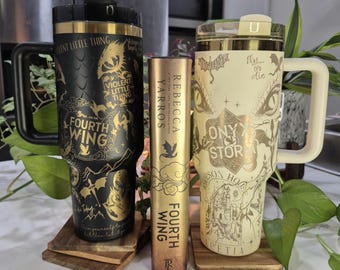 Fourth Wing - Iron Flame - Onyx Storm - 40 oz GOLD Plated Stainless Steel Custom  Engraved Tumbler