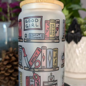 Smut Romance Reader Bookshelf - Adult Book Gift - Bookish - Booktok - Custom Frosted Glass Tumbler Cup