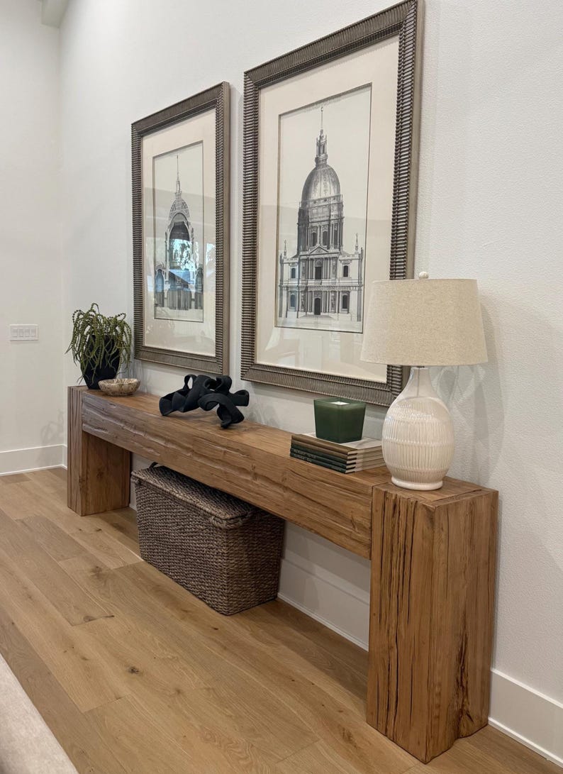 Modern Rustic Console Table, Chunky Wood Entryway Table, Narrow Sofa Table, Designer-Inspired Handmade Furniture image 1