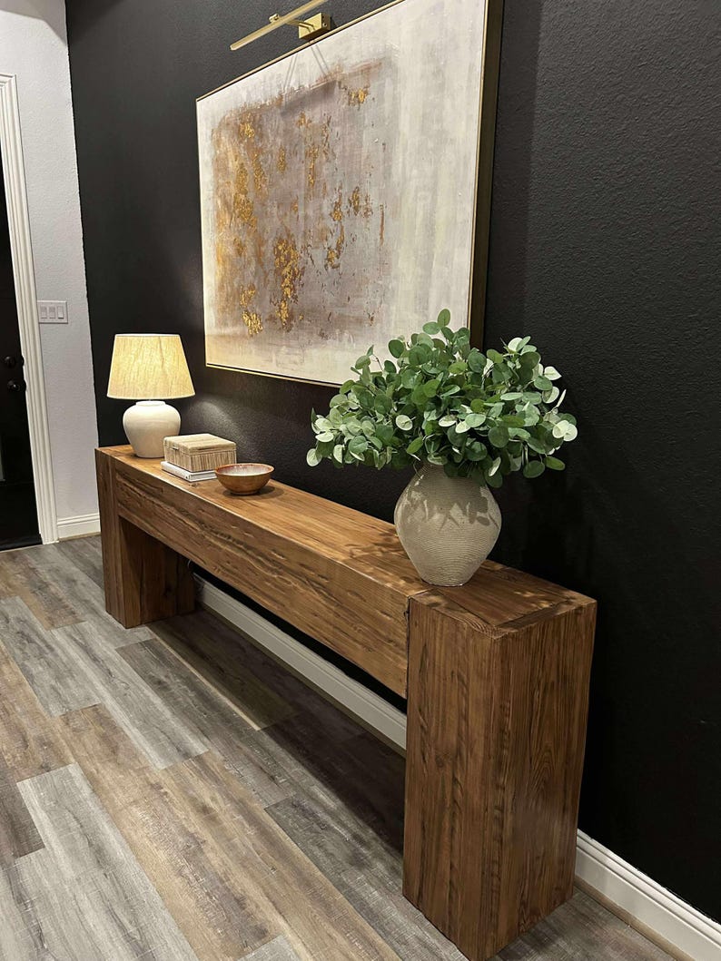 Modern Rustic Console Table, Chunky Wood Entryway Table, Narrow Sofa Table, Designer-Inspired Handmade Furniture image 3