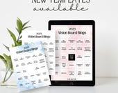 Vision Board Bingo Template Printable 2025 New Year Resolution Tracker Goal Setting Tool Manifestation Motivation Bingo Party Activity Canva