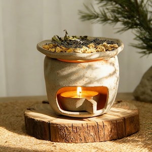 Keramische wierookbrander – Ontspannings- en meditatieritueel, natuurlijke decoratie, cadeau-idee voor thuis en welzijn – Smudging