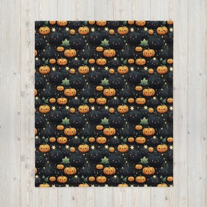 Halloween zwart en oranje Kawaii pompoendeken