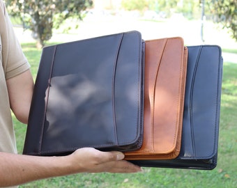 Leather Padfolio Organizer, Personalized Portfolio Leather Padfolio with Logo, Christmas Gift For Men, Tablet Portfolio For iPad