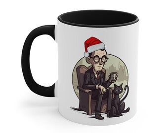 Lovecraft Gift Black Cat Coffee Mug Horror Lover Gift Horror Christmas Gift for Lovecraft Book Mug For Cat Lover Christmas Unique Gift