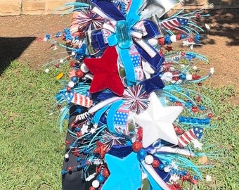 XXL Patriotic Swag, 4th of July Swag, front door decor, wreath for door