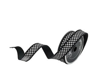 Black and white checkered wired ribbon  Farrisilk ribbon 1”X 10 YD