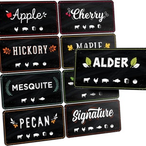 Handmade Pellet Hopper Magnet Labels - Artisanal Smoker Wood Pellet Tags - Handcrafted BBQ Smoker Accessories - Pellet Markers for Grills