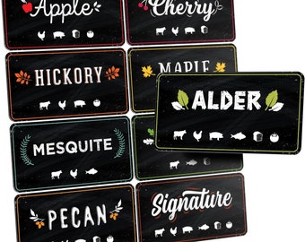 Handmade Pellet Hopper Magnet Labels - Artisanal Smoker Wood Pellet Tags - Handcrafted BBQ Smoker Accessories - Pellet Markers for Grills