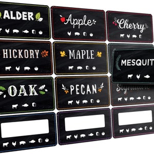 12 Wood Pellet Storage Labels - Flavor Organizer for Outdoor Grilling - Smoker Pellet Stickers for BBQ Enthusiasts
