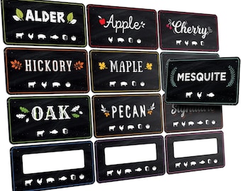 12 Wood Pellet Storage Labels - Flavor Organizer for Outdoor Grilling - Smoker Pellet Stickers for BBQ Enthusiasts
