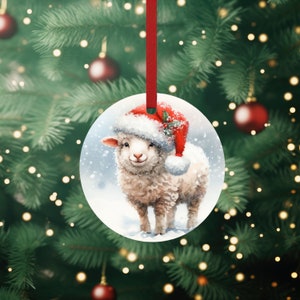 Personalized Sheep Holiday Metal Ornament