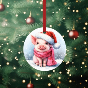 Personalisierte rosa Schwein Bauernhof Tier Weihnachtsverzierung
