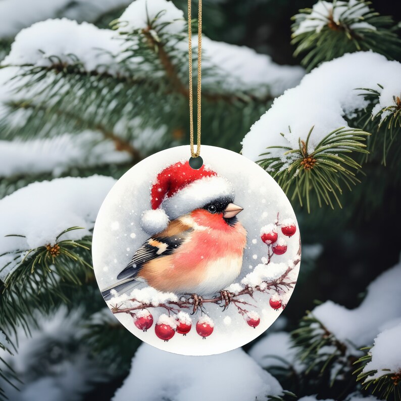 Personalized Finch Bird Holiday Metal Ornament